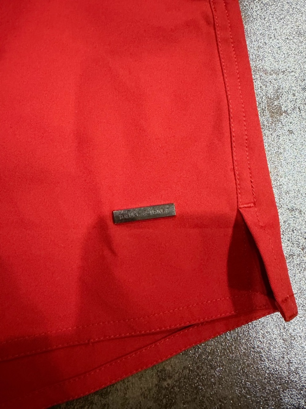 Parke & Ronen Red Swim Trunks with Navy Accents - Picture 2 of 4